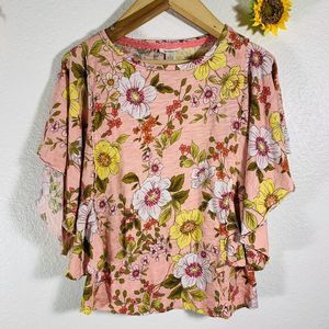 Westbound Floral Ruffle Dolman Sleeved Blouse Size Large Women’s